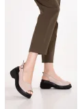 Gondol Hakiki Deri Platform Taban Sandalet pkr.64003 Buz Gri