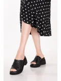 Gondol Hakiki Deri Platform Taban Terlik pkr.64023 Siyah