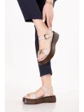 Gondol Hakiki Deri Platform Taban Sandalet pkr.2401 Buz Gri