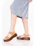 Gondol Hakiki Deri Platform Taban Sandalet pkr.2401 Taba
