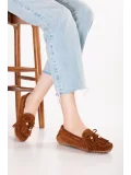 Gondol Hakiki Deri Süet Esnek Hafif Çorap gib Rahat Loafer sw.780 Taba Süet