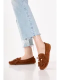 Gondol Hakiki Deri Süet Esnek Hafif Çorap gib Rahat Loafer sw.780 Taba Süet