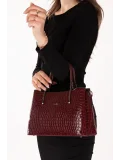 Gondol Kadın Çift Bölmeli El ve Omuz Çantası ald.3876 Bordo Croco