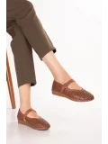 Gondol Hakiki Deri Anatomik Taban Rahat Günlük Delikli Babet vtg.416 Taba