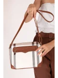 Silver Polo Kadın Tek Bölmeli Ekose Desen Çapraz Çanta sp.3064 Krem Ekose