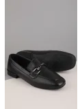 Gondol Kadın Siyah Metal Aksesuarlı Hakiki Deri Loafer Ayakkabı hl.33100 Siyah