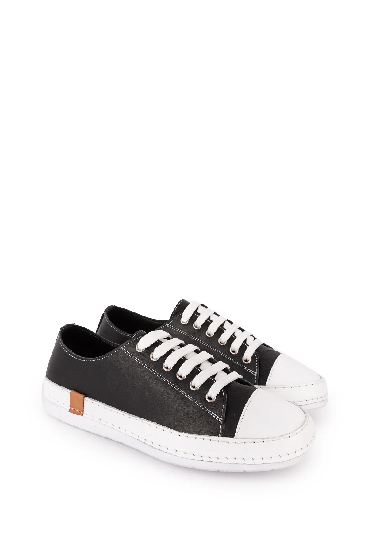 Gondol Içi Dışı Hakiki Deri  Hafif Converse Tarz Ayakkabı usl.2136 Siyah