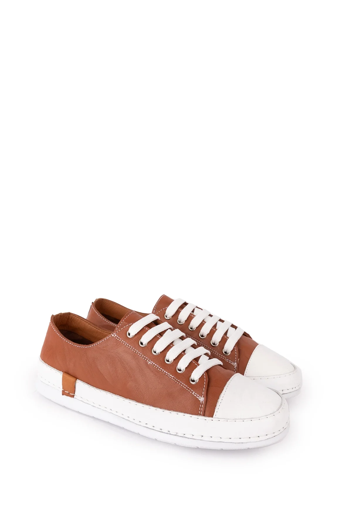 Gondol Içi Dışı Hakiki Deri  Hafif Converse Tarz Ayakkabı usl.2136 Taba