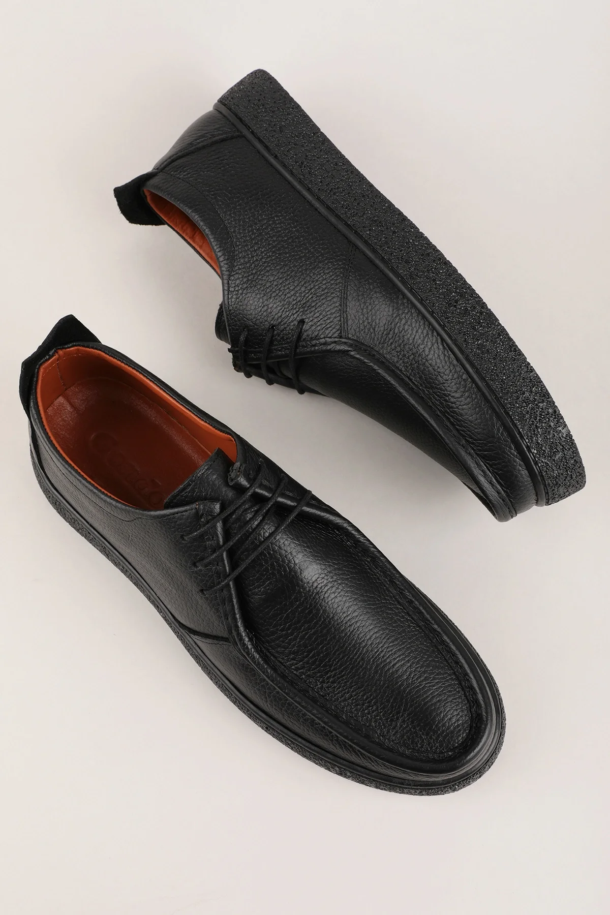 Gondol Erkek Hakiki Deri Casual Derby Ayakkabı (Moc-Toe) cz.102 Siyah