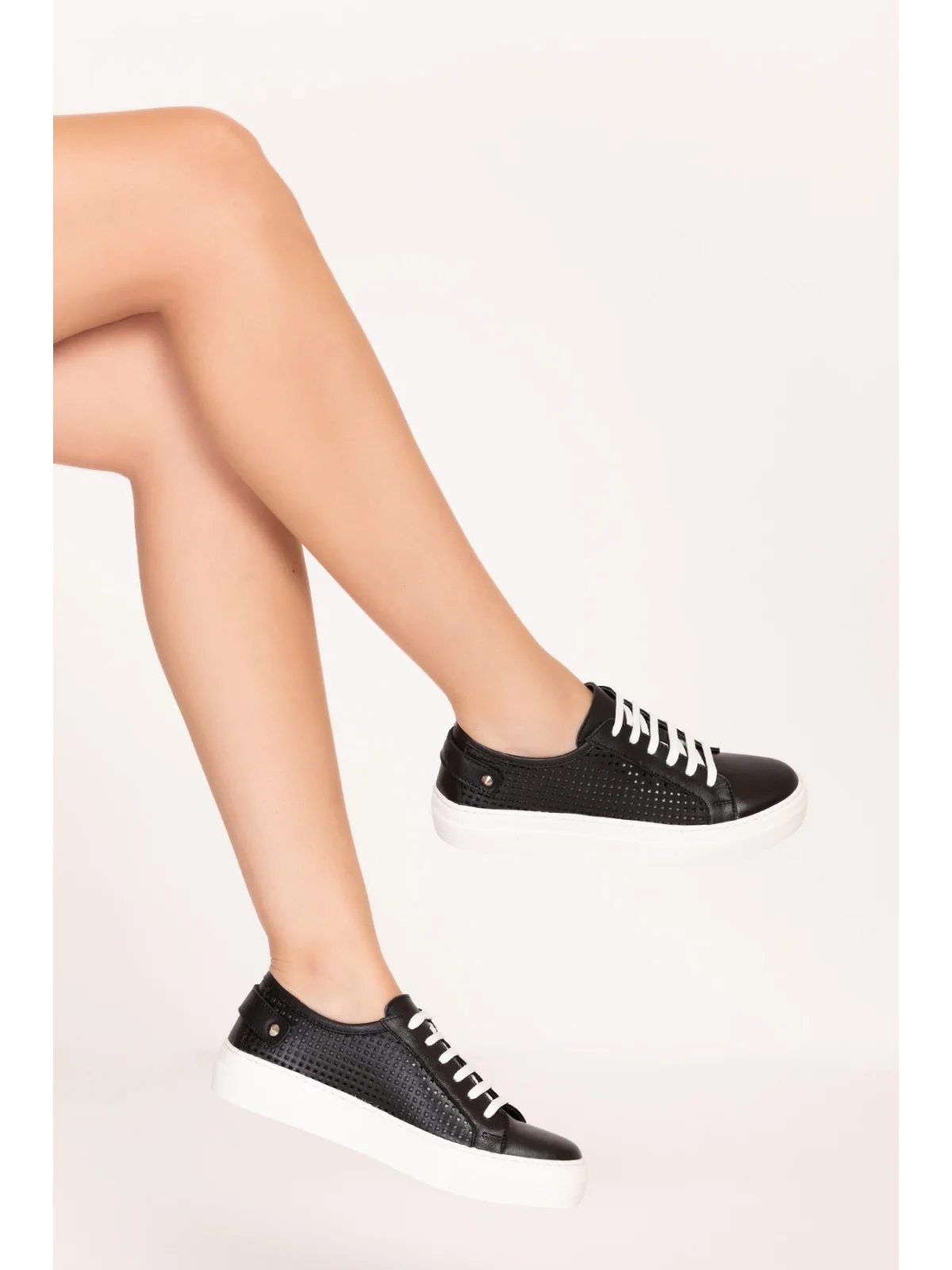 Gondol Kadın Iç Dış Hakiki Deri Günlük Sneaker als.369 Siyah