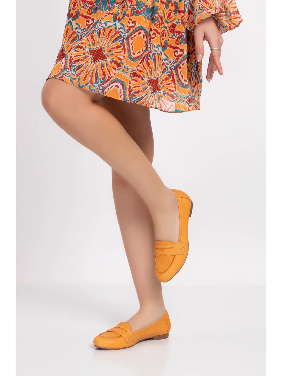 Gondol Kadın Hakiki Deri Loafer Babet Anl.6184 Hardal
