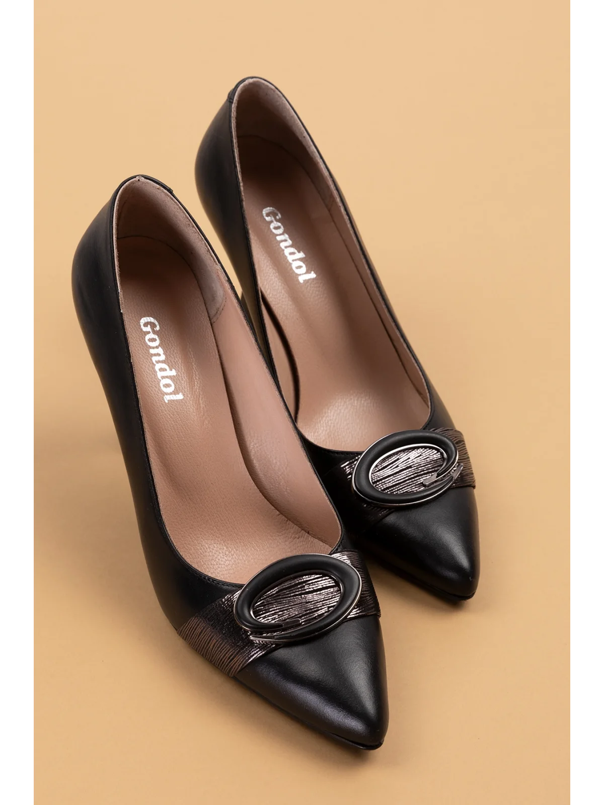 Gondol Kadın Hakiki Deri Stiletto Ayakkabı ast.6201 Siyah