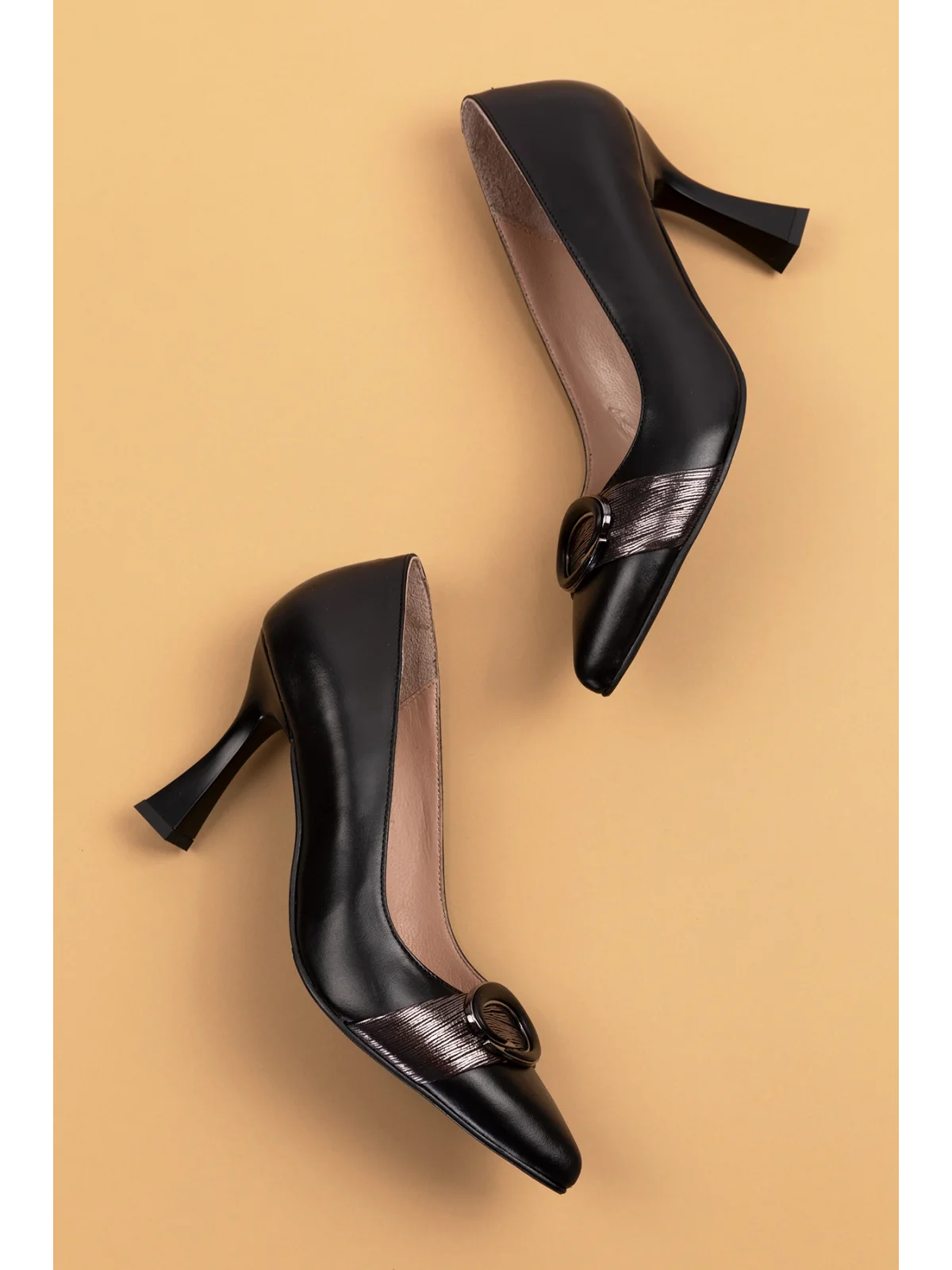 Gondol Kadın Hakiki Deri Stiletto Ayakkabı ast.6201 Siyah