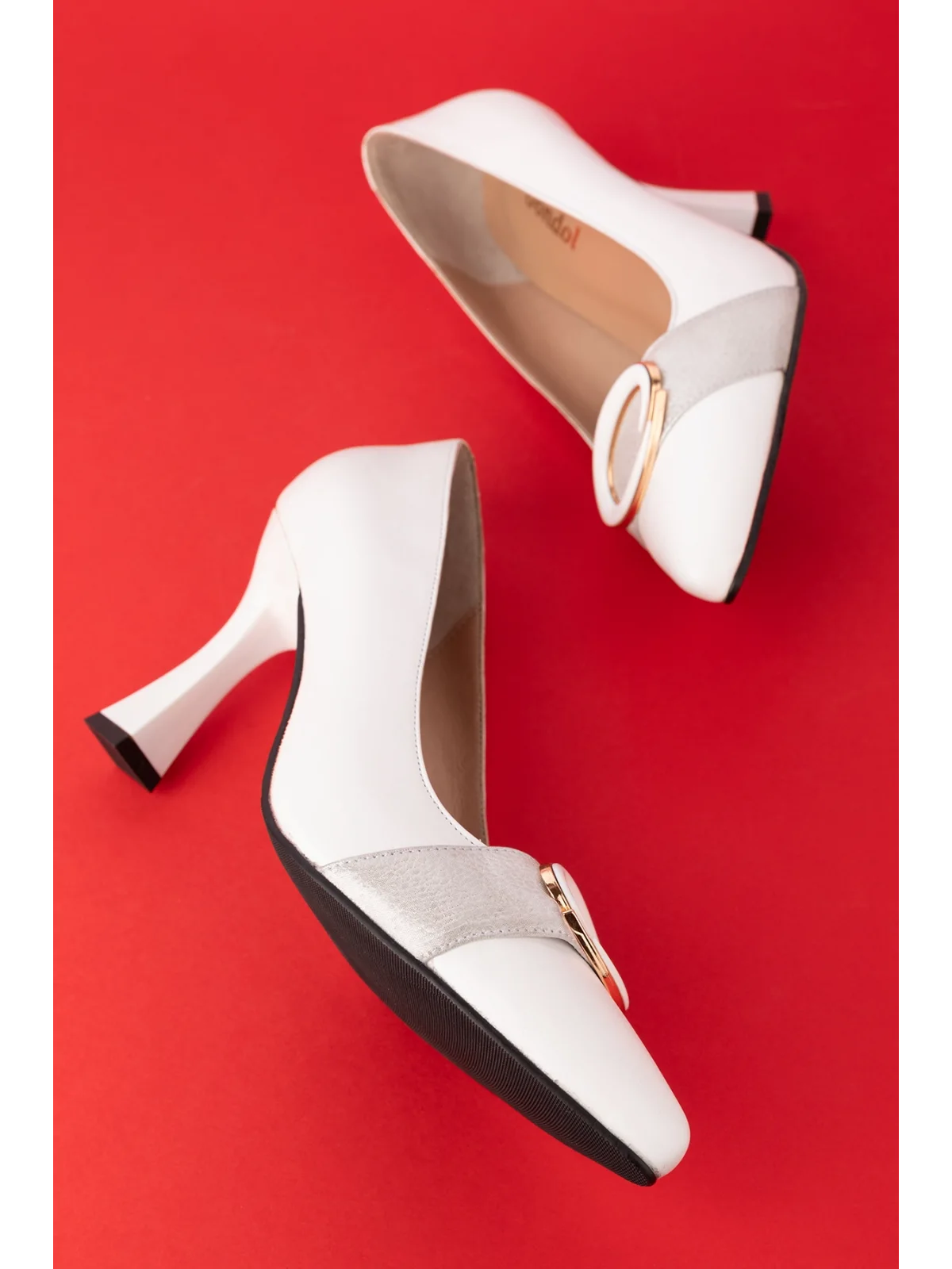 Gondol Kadın Hakiki Deri Stiletto Ayakkabı ast.6201 Beyaz