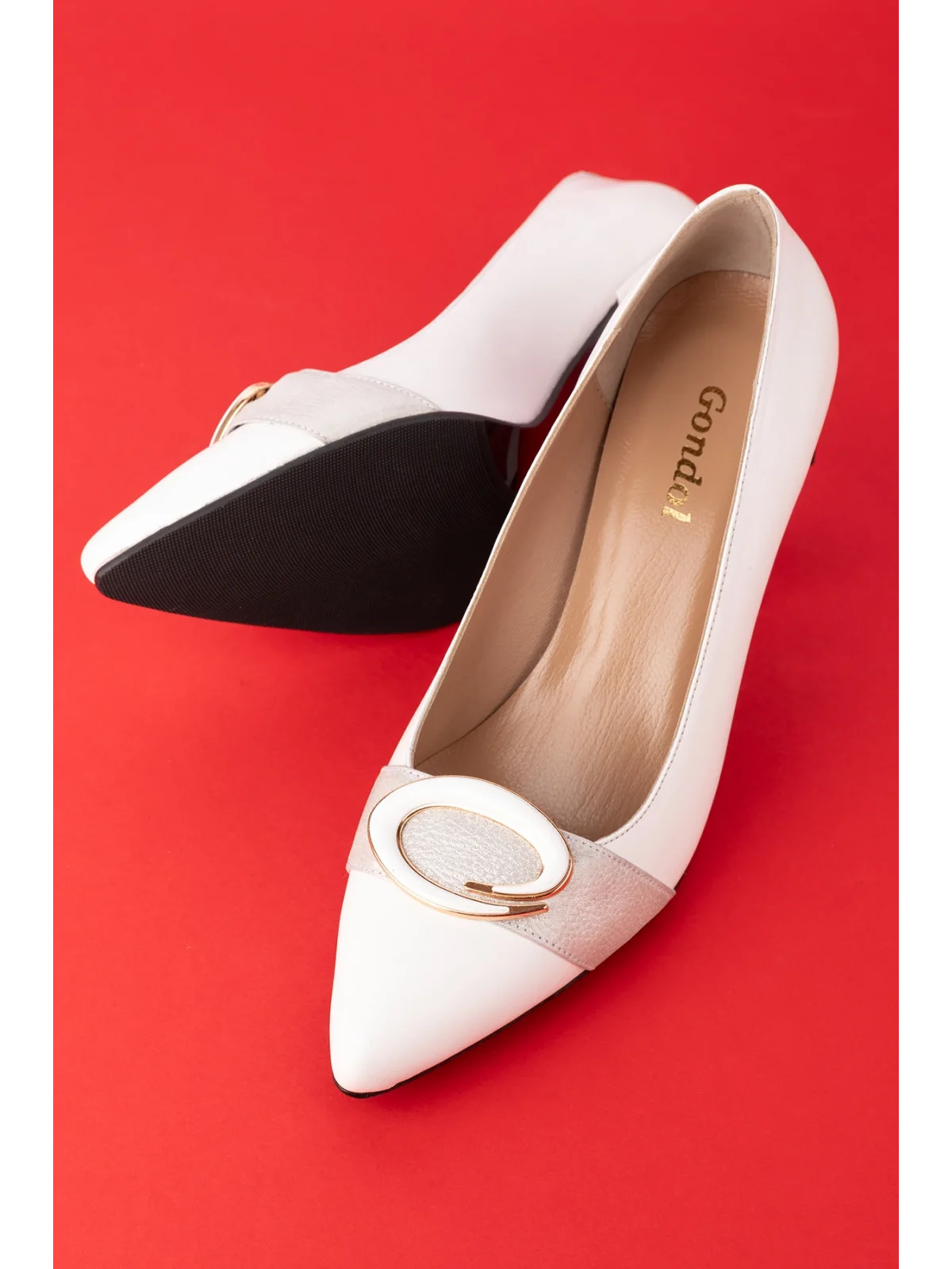 Gondol Kadın Hakiki Deri Stiletto Ayakkabı ast.6201 Beyaz