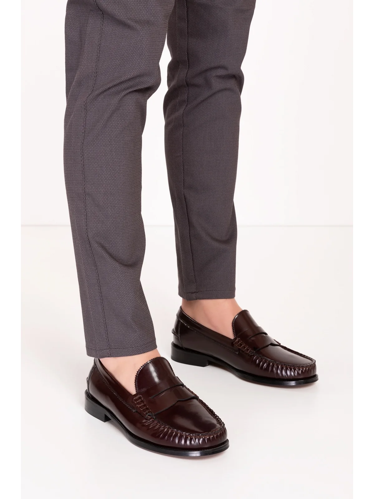 Gondol Erkek Hakiki Deri Kösele Loafer Ayakkabı ny.005 Bordo Rugan