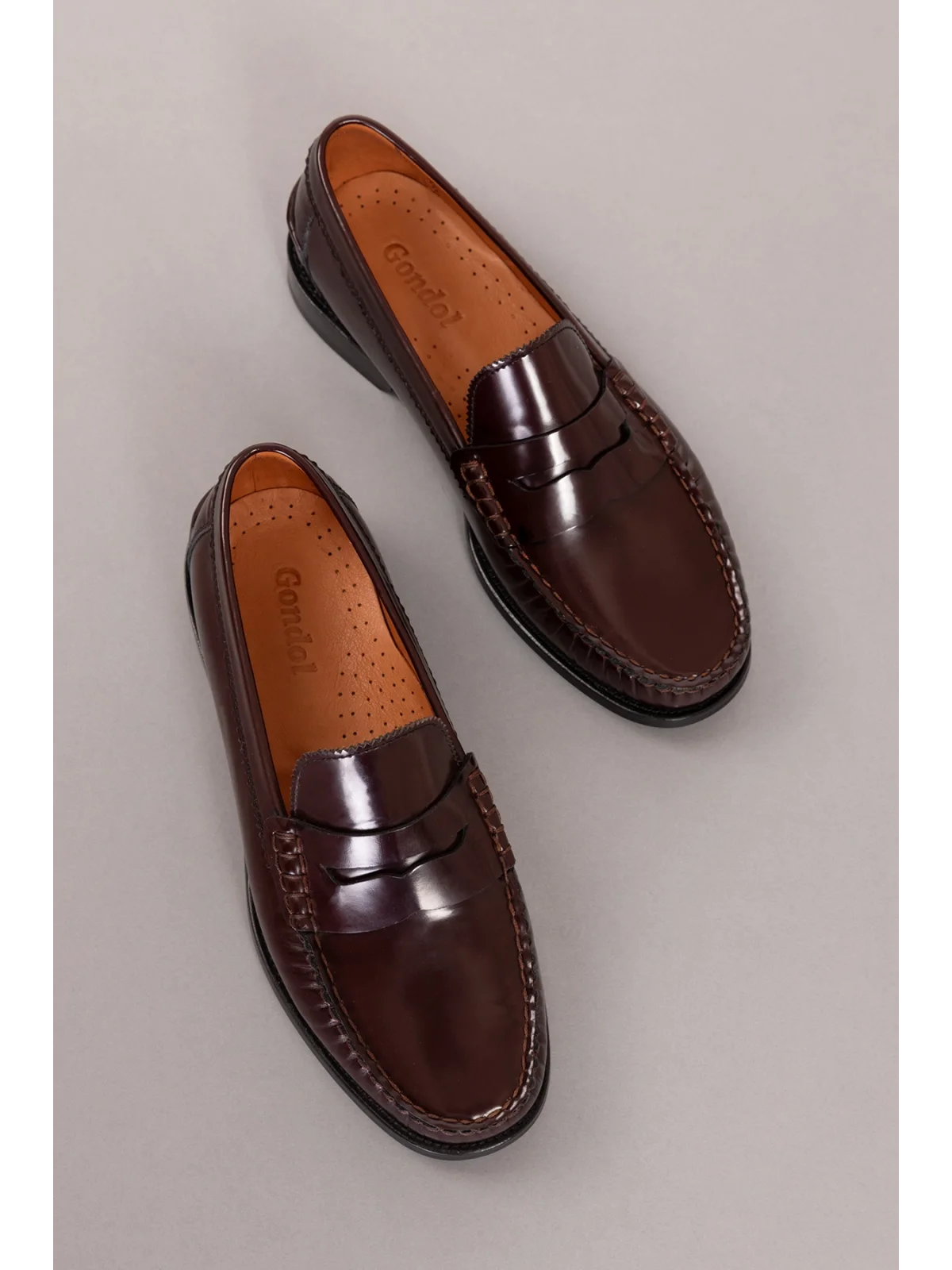 Gondol Erkek Hakiki Deri Kösele Loafer Ayakkabı ny.005 Bordo Rugan
