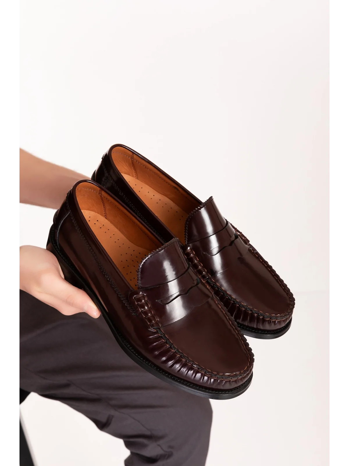 Gondol Erkek Hakiki Deri Kösele Loafer Ayakkabı ny.005 Bordo Rugan