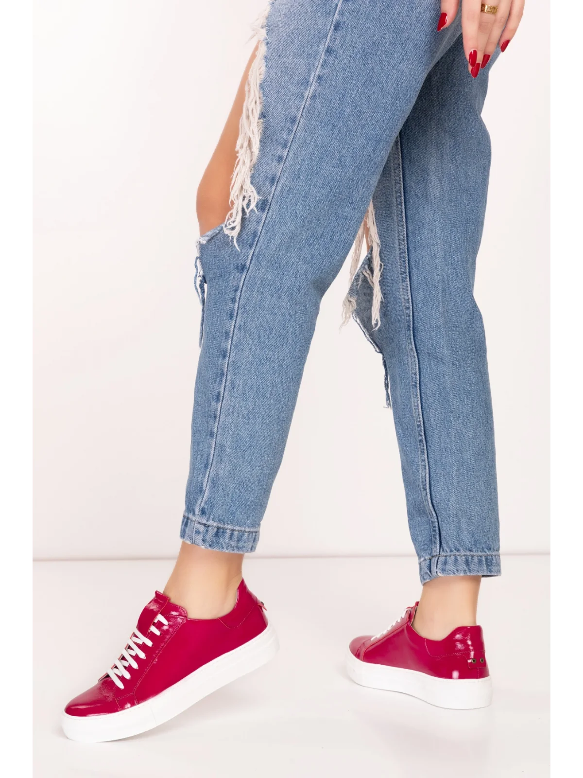 Gondol Hakiki Deri Anatomik Taban Spor Ayakkabı alsx.1352 Mürdüm Rugan