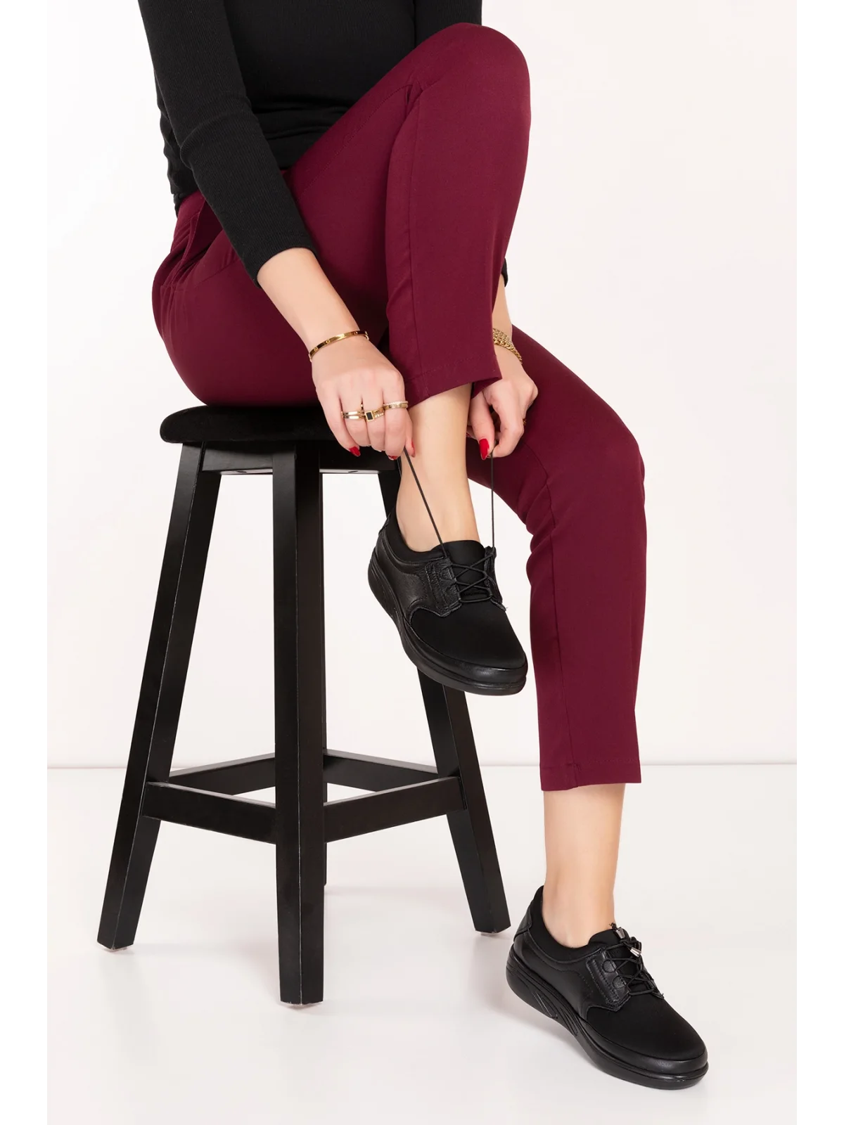 Gondol Comfort Bolle Ortopedik Deri Strech Ayakkabı at.4206 Siyah