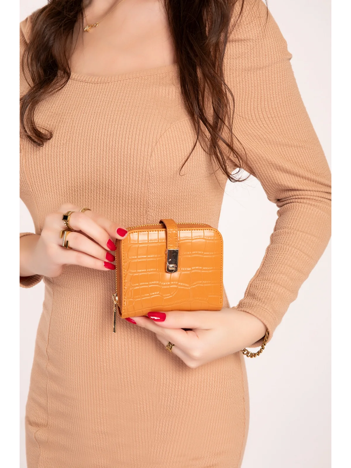 Gondol Hmx Polo Günlük Kullanışlı  Şık Parlak  El Cüzdanı Hmx.120 Taba Croco