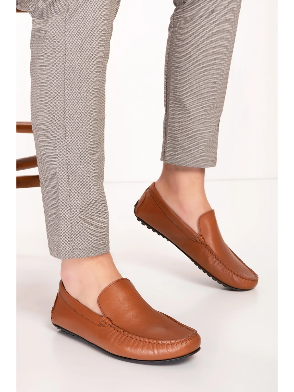 Gondol Erkek Hakiki Deri Hafif Taban Loafer Ayakkabı tx.10860 Taba