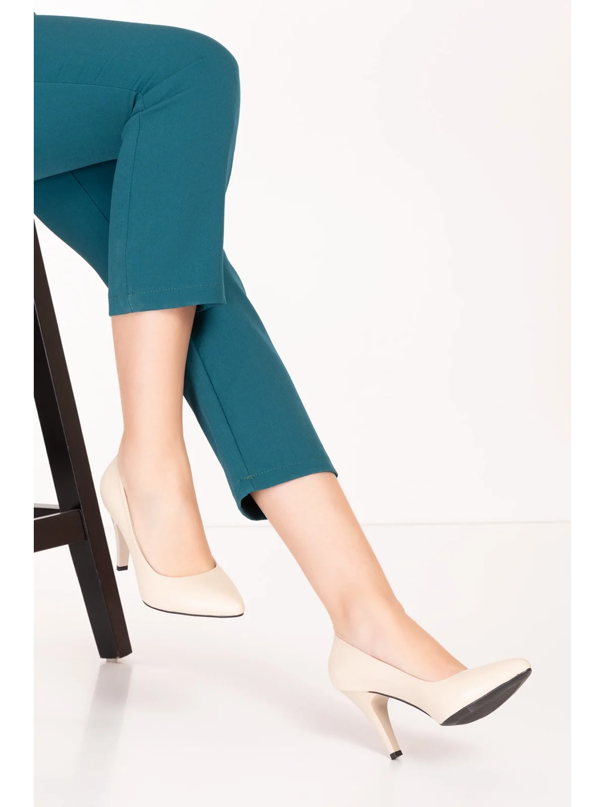 Gondol Hakiki Deri Stiletto-vdt.25 Krem