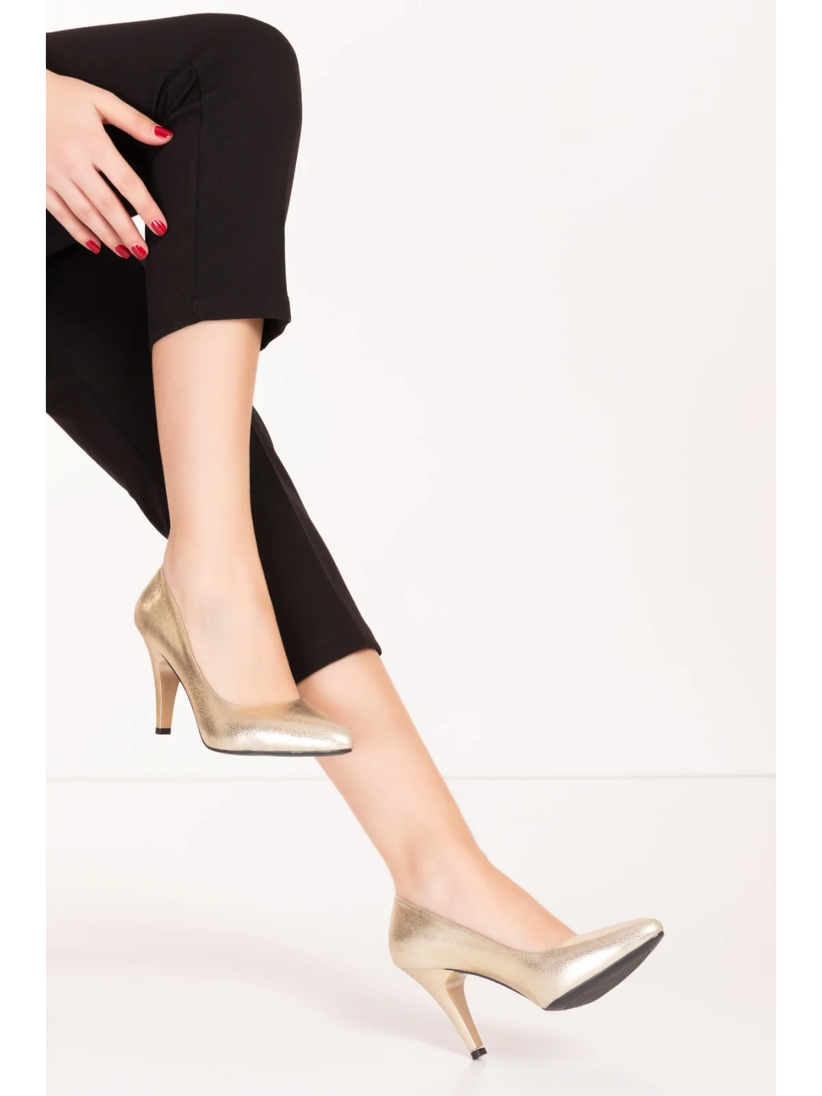 Gondol Hakiki Deri Stiletto-vdt.25 Dore