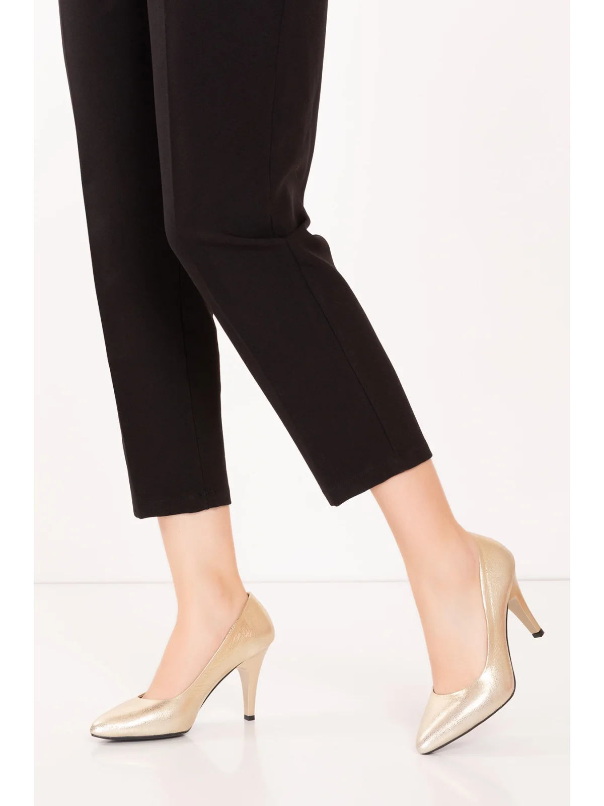 Gondol Hakiki Deri Stiletto-vdt.25 Dore