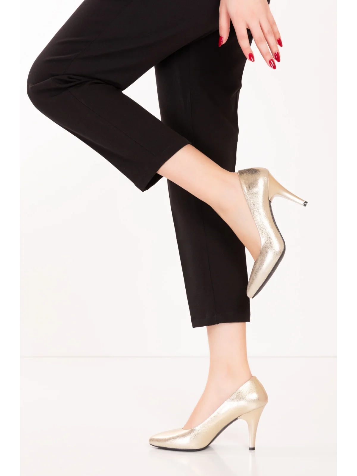 Gondol Hakiki Deri Stiletto-vdt.25 Dore