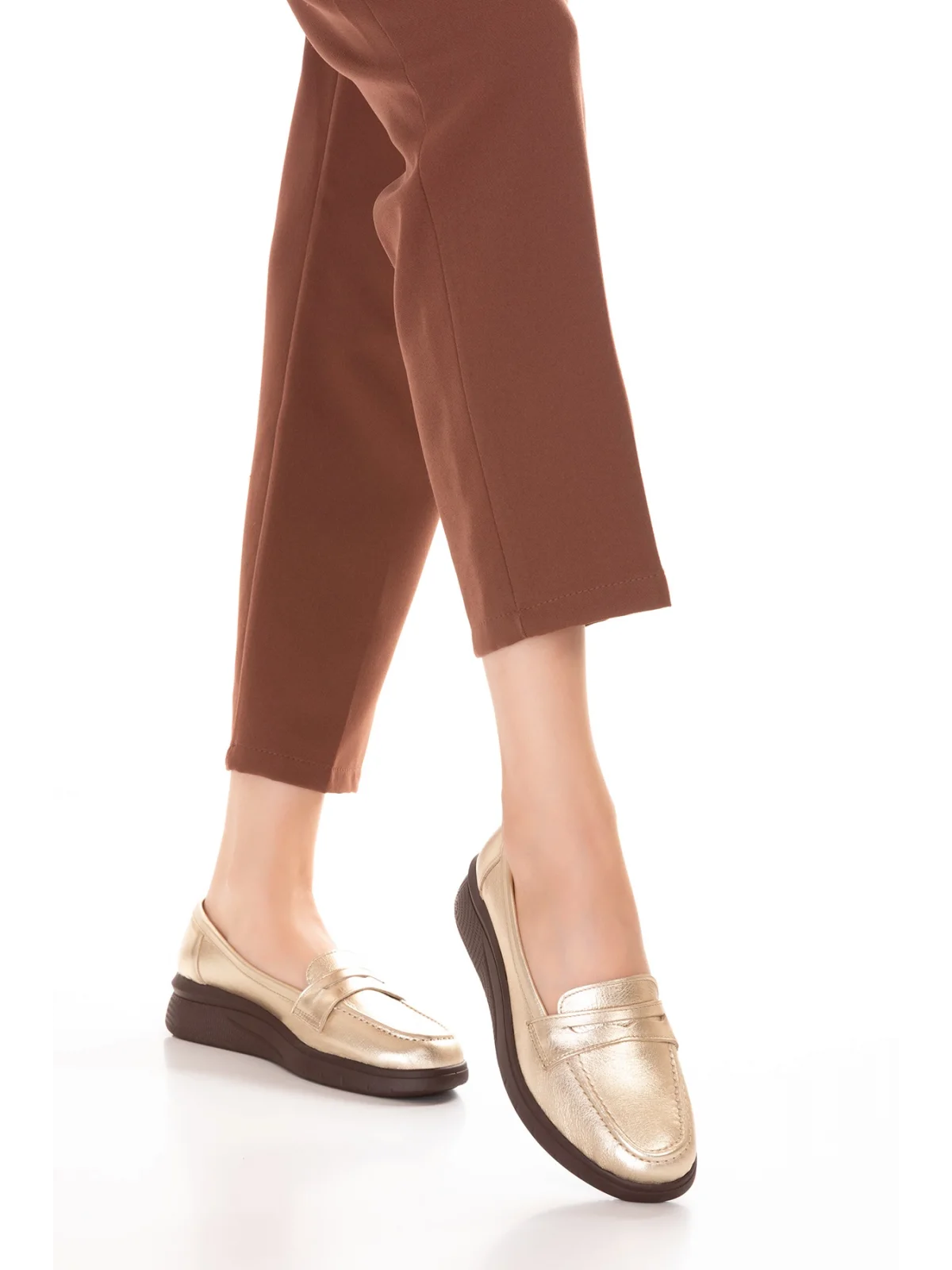 Gondol Hakiki Deri Anatomik Taban Rahat Ayakkabı usl.2170 Gold