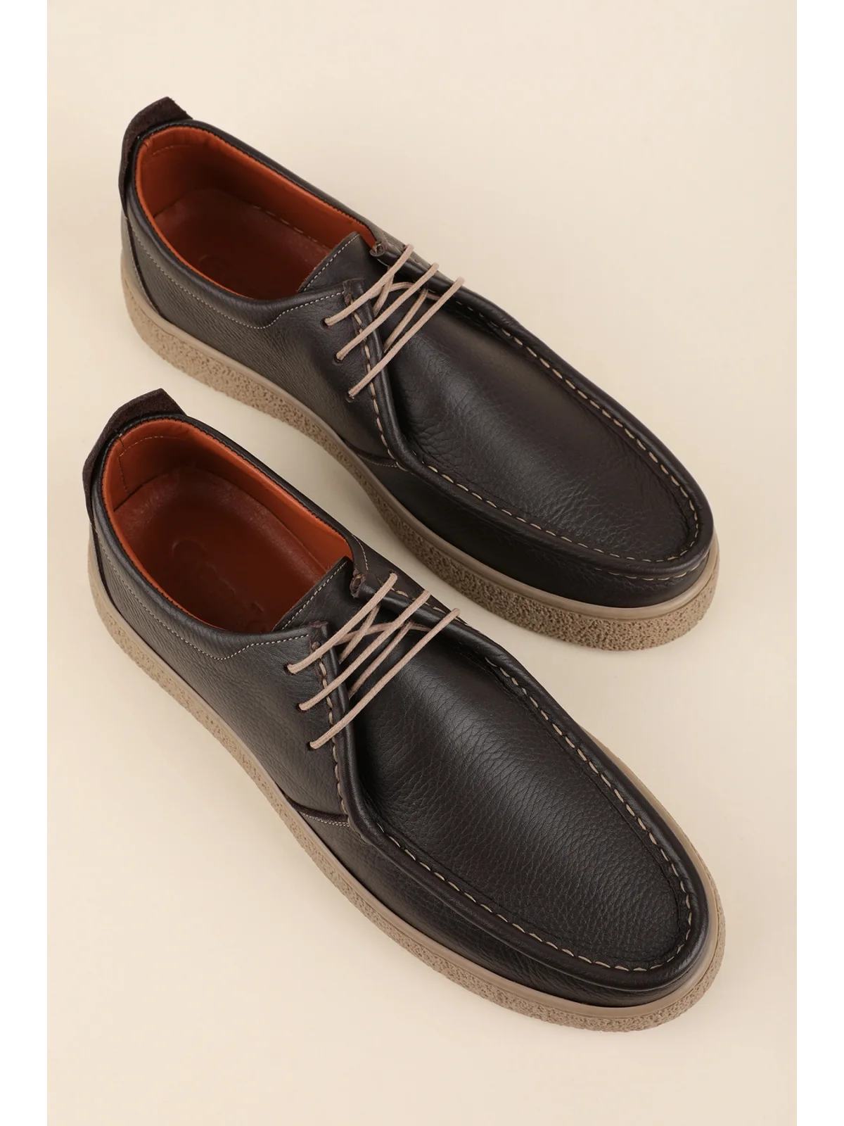 Gondol Erkek Hakiki Deri Casual Derby Ayakkabı (Moc-Toe) cz.102 Kahverengi