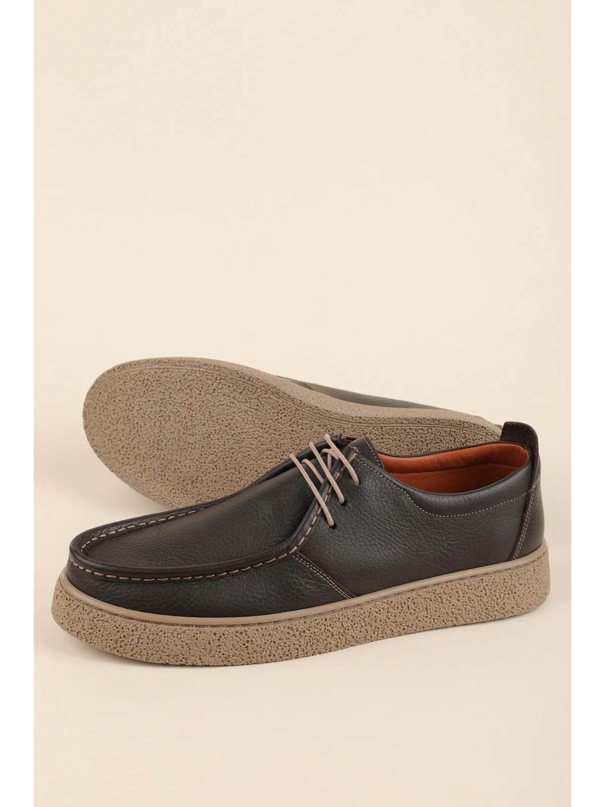 Gondol Erkek Hakiki Deri Casual Derby Ayakkabı (Moc-Toe) cz.102 Kahverengi