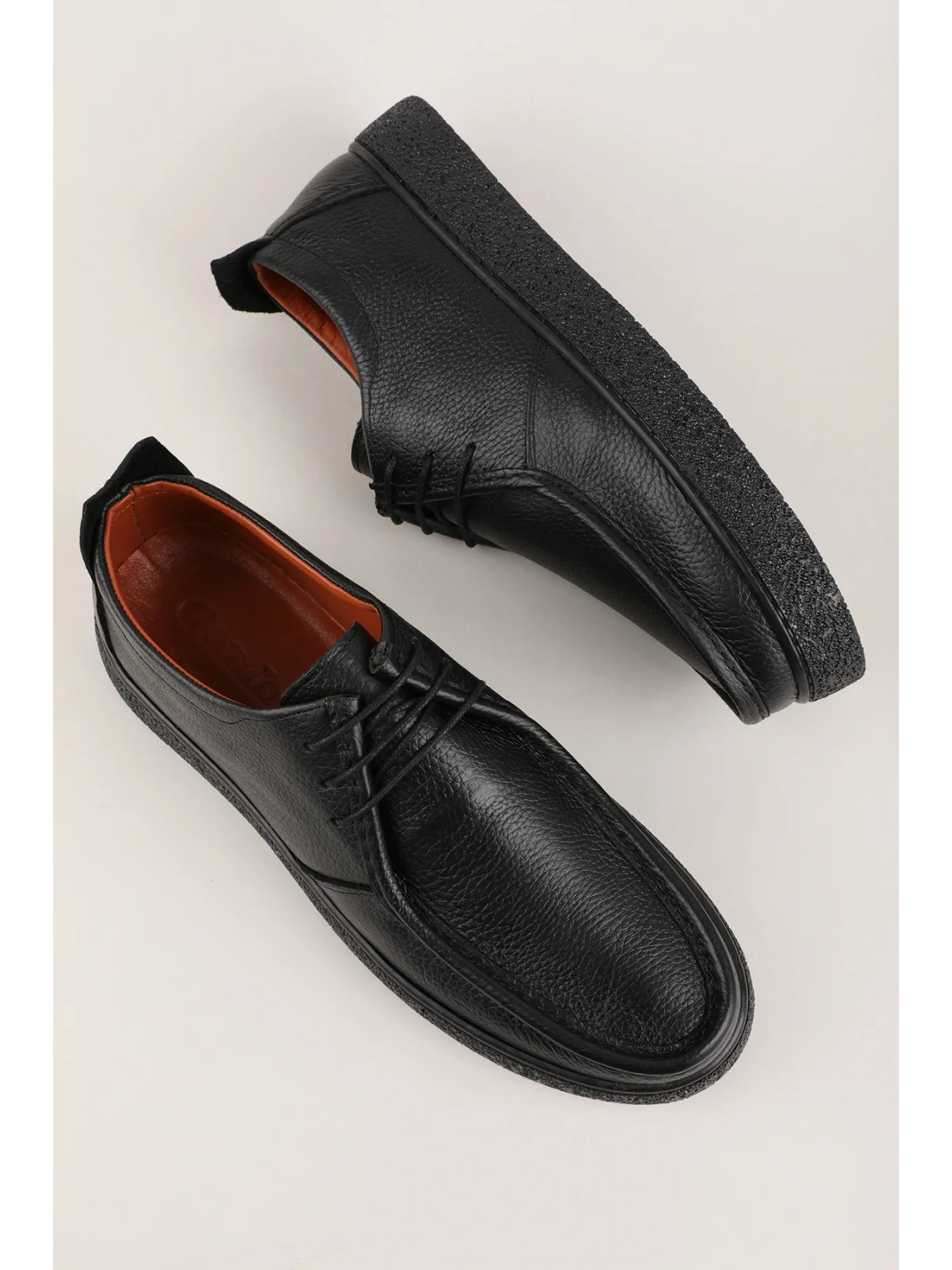 Gondol Erkek Hakiki Deri Casual Derby Ayakkabı (Moc-Toe) cz.102 Siyah