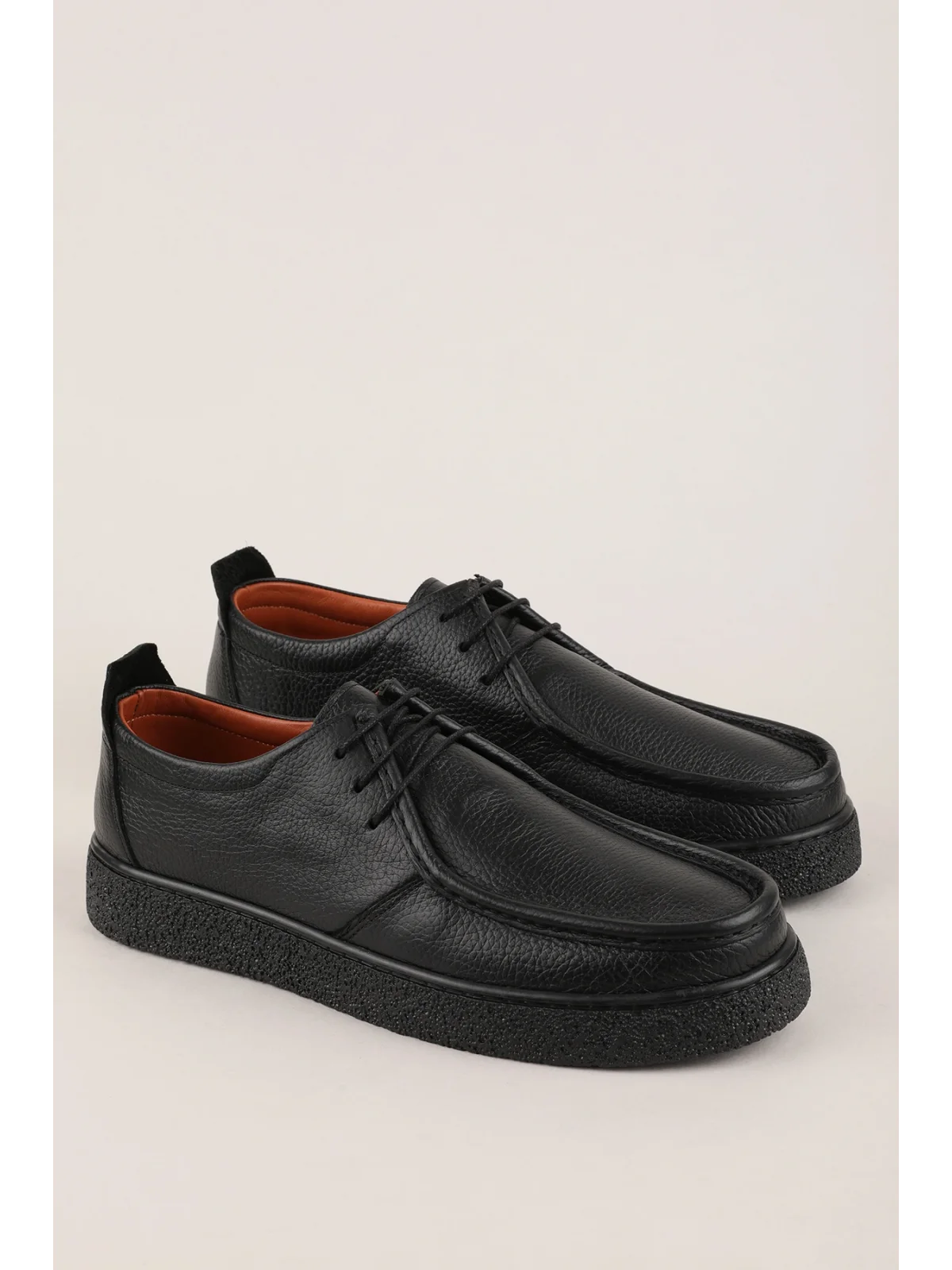 Gondol Erkek Hakiki Deri Casual Derby Ayakkabı (Moc-Toe) cz.102 Siyah