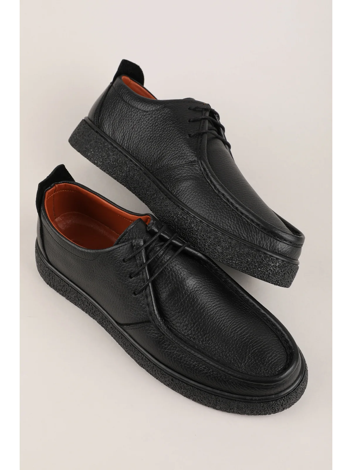 Gondol Erkek Hakiki Deri Casual Derby Ayakkabı (Moc-Toe) cz.102 Siyah