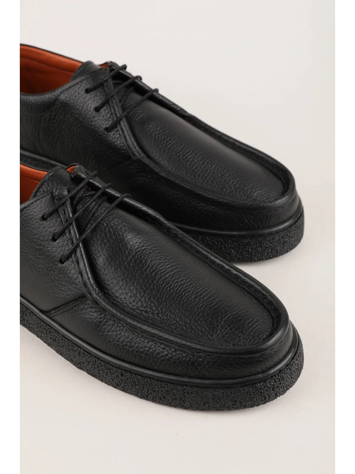 Gondol Erkek Hakiki Deri Casual Derby Ayakkabı (Moc-Toe) cz.102 Siyah