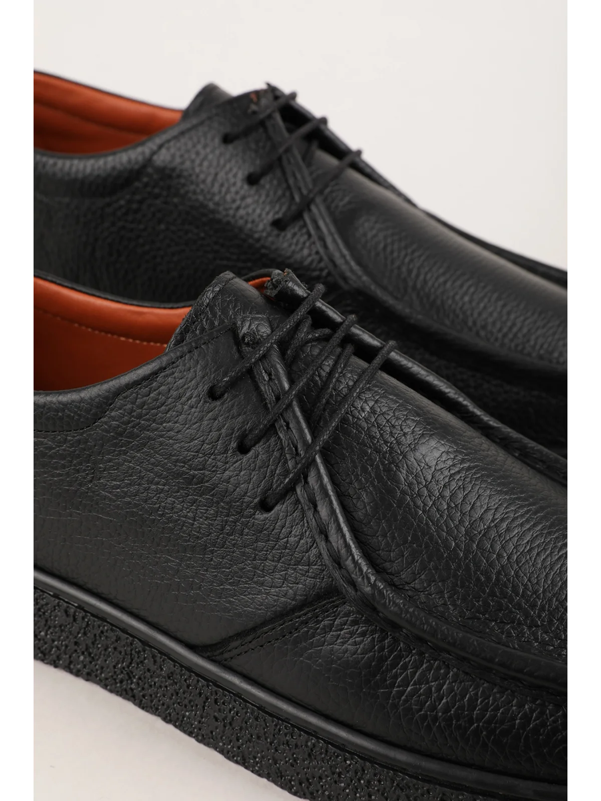 Gondol Erkek Hakiki Deri Casual Derby Ayakkabı (Moc-Toe) cz.102 Siyah