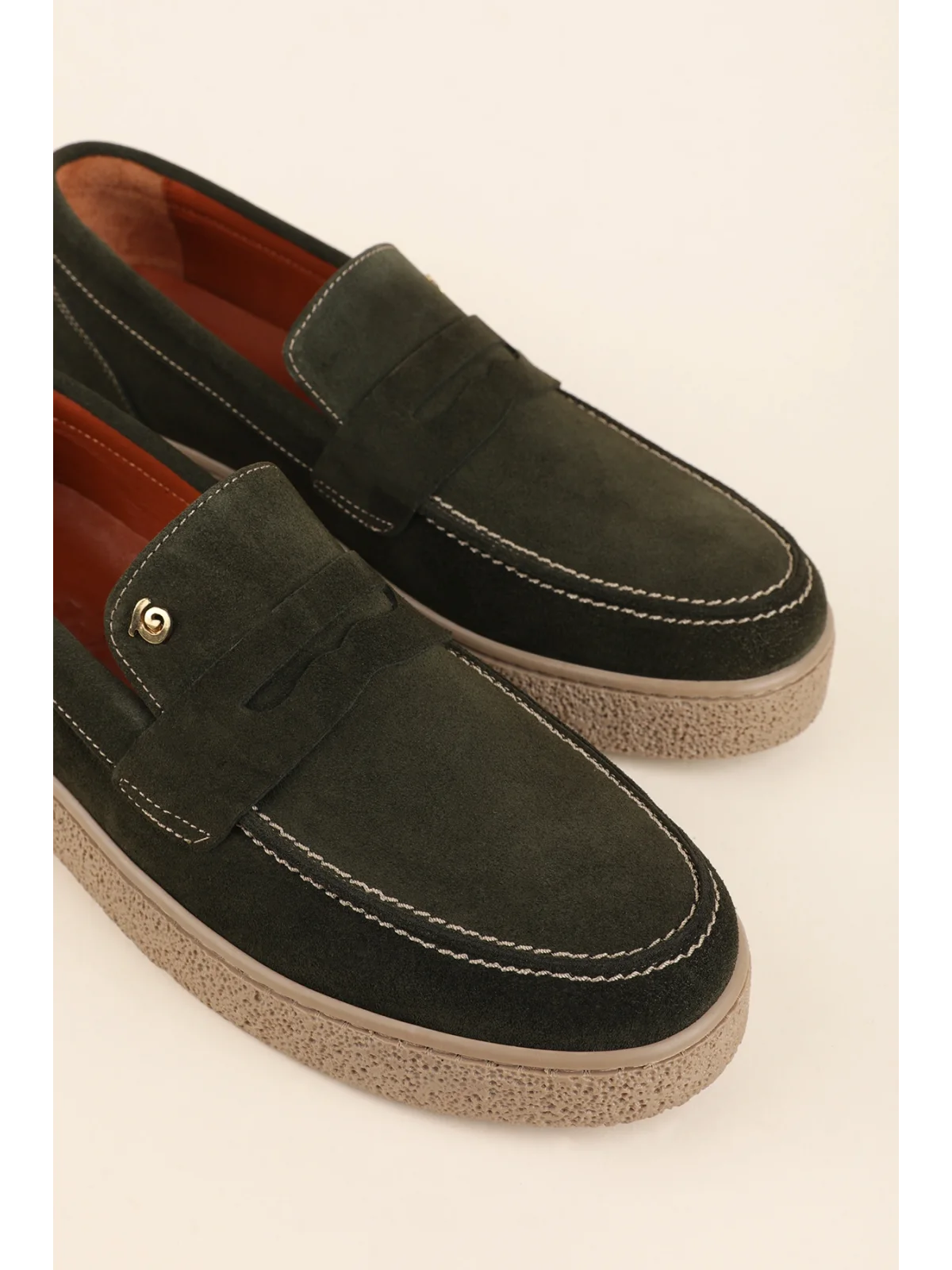 Gondol Erkek Hakiki Deri Casual Flötr Ayakkabı (Moc-Toe) cz.464 Haki