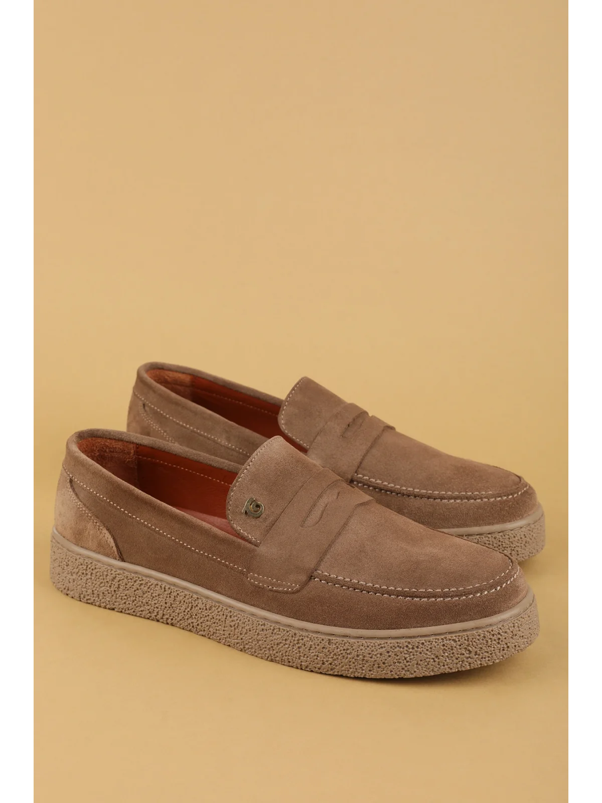 Gondol Erkek Hakiki Deri Casual Flötr Ayakkabı (Moc-Toe) cz.464 Kum