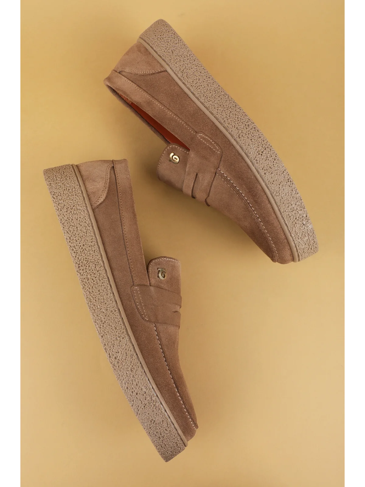 Gondol Erkek Hakiki Deri Casual Flötr Ayakkabı (Moc-Toe) cz.464 Kum