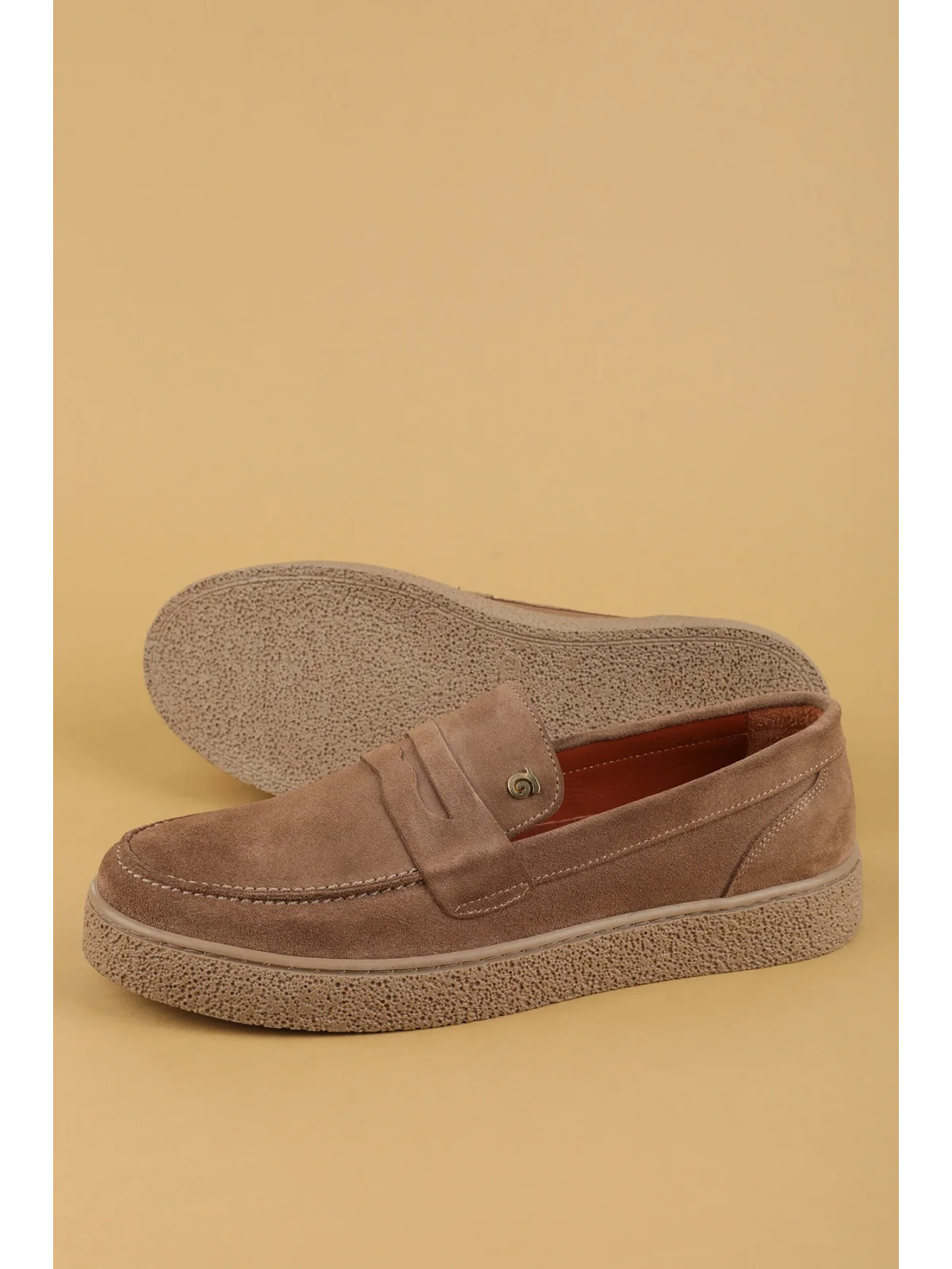 Gondol Erkek Hakiki Deri Casual Flötr Ayakkabı (Moc-Toe) cz.464 Kum