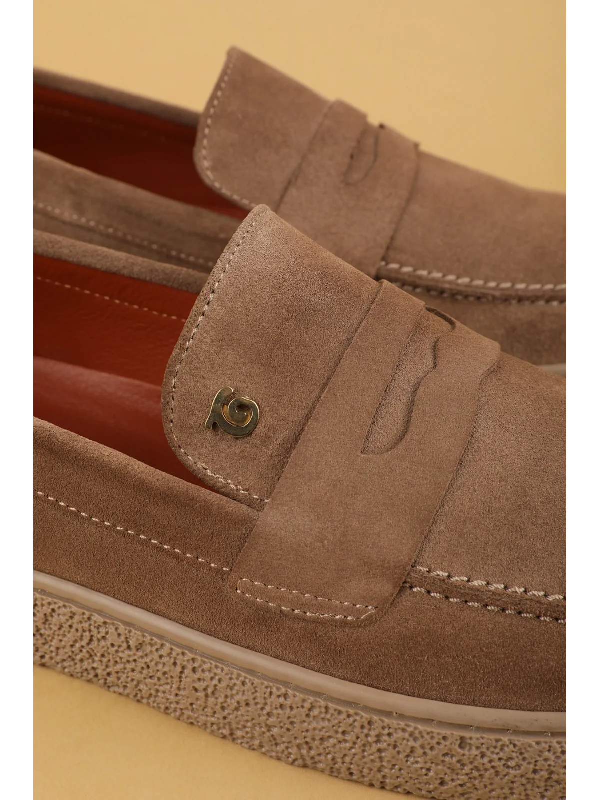 Gondol Erkek Hakiki Deri Casual Flötr Ayakkabı (Moc-Toe) cz.464 Kum