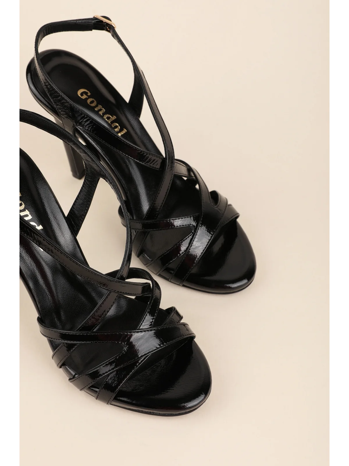 Gondol Kadın Hakiki Deri İnce Stiletto Topuklu Abiye Ayakkabı brgl.6226 Siyah Rugan