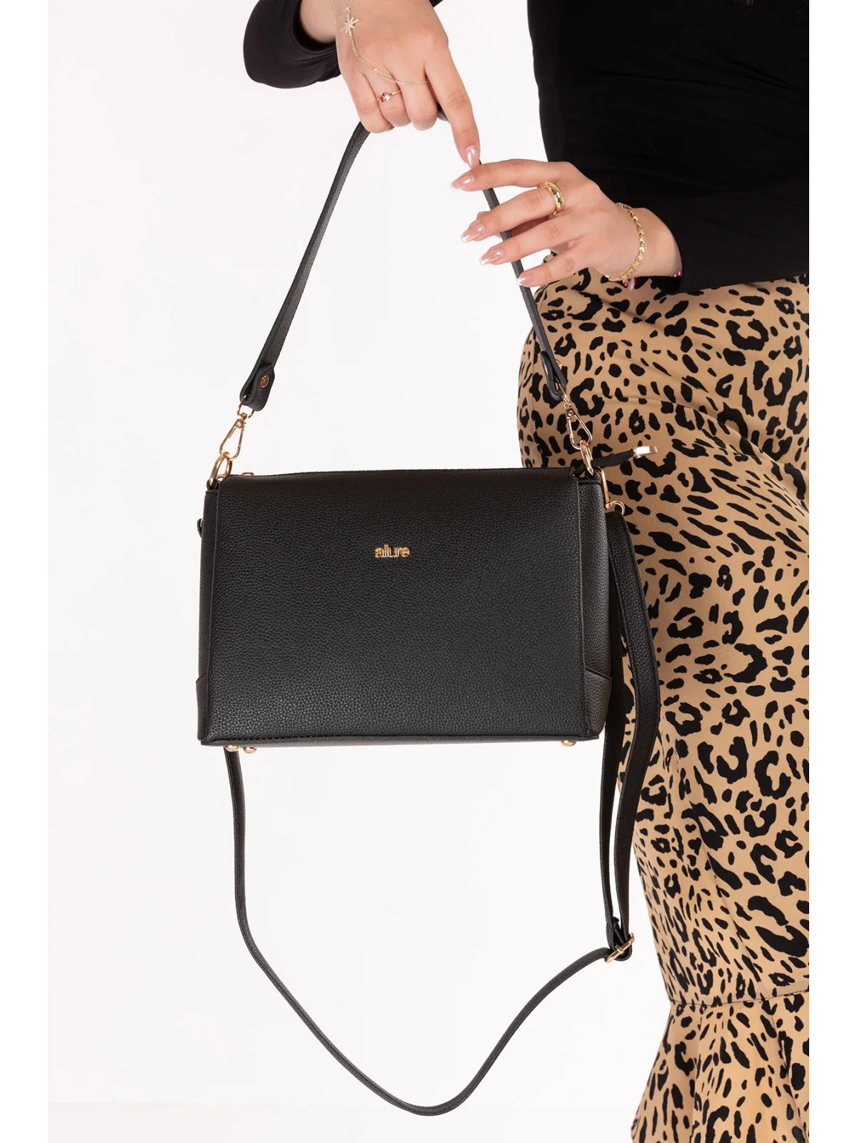 Gondol Kadın Günlük El ve Omuz Çantası ald.4584 Siyah Flötr