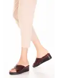 Gondol Hakiki Deri Ev Terliği   özl.2763 Bordo