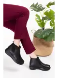 Gondol Hakiki Deri Anatomik Taban Kemik Çıkıntısına Özel Bot elnr.5107 Siyah