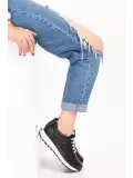 Gondol Içi Dışı Hakiki Deri Anatomik Taban Spor Ayakkabı flf.444 Siyah