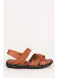 Gondol Hakiki Deri Anatomik Taban Erkek Sandalet kml.119 Taba