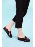 Gondol Kadın Hakiki Deri Dolgu Topuk Sabo Terlik özl.906YT Bordo Petek